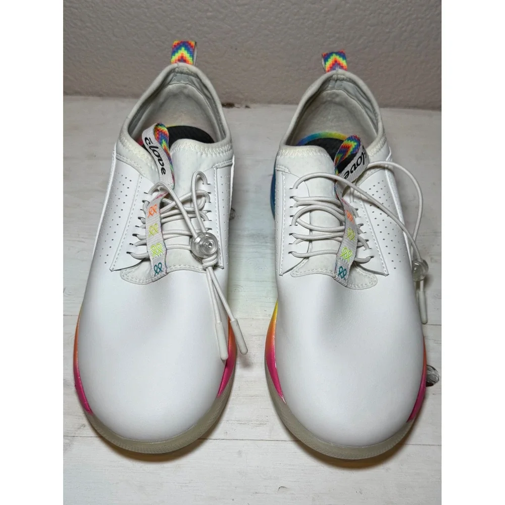 Clove Pride Solo Sneakers White Rainbow Womens 8.5 Mens 7 Nursing Medical Shoes